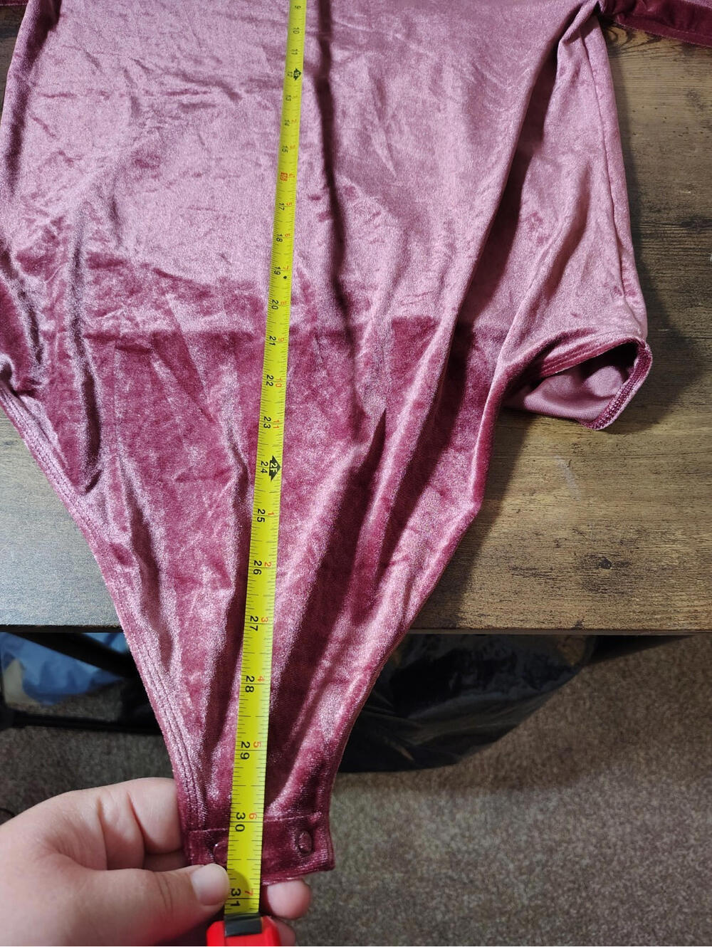 XL Velvet Pink Bodysuit One piece Long Sleve Old Navy Square neck - Picture 3 of 8